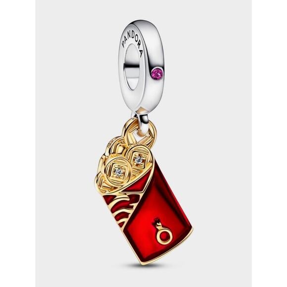 Pandora Jewelry - Authentic Pandora Two-tone Lucky Red Envelope 14k Gold Plated Silver Charm